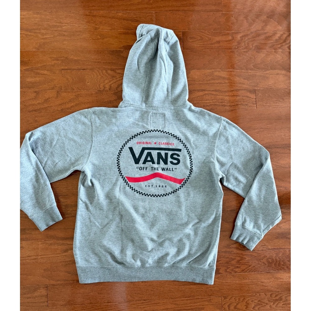 VANS Sweatshirt Men Medium Gray Hoodie Pullover Fleece No Ties Surf Skate READ